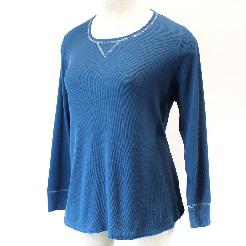 CACIQUE Lane Bryant Plus Blue/Green Launge Cozy Thermal PJ Pajama Top Size 22/24